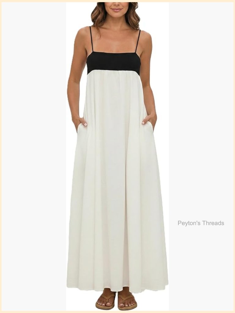 Sleeveless Maxi Babydoll Dress With Contrast Bodice